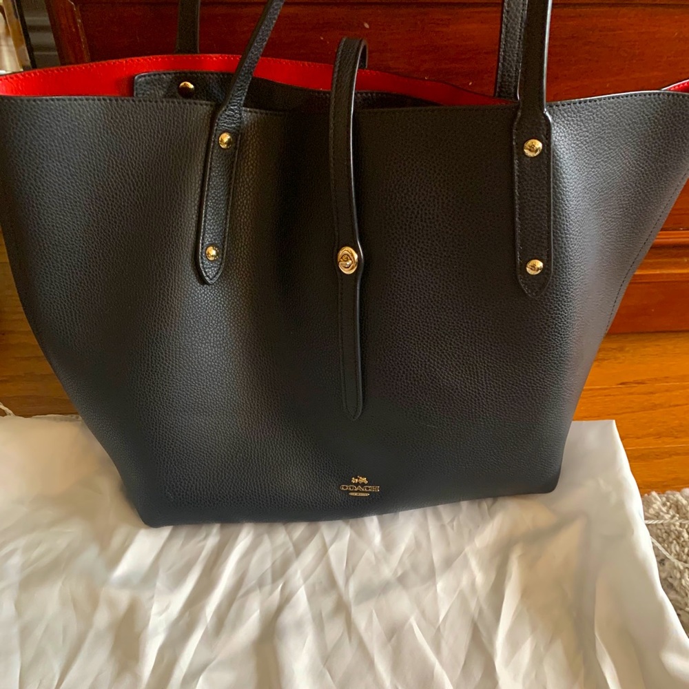 Black/Red Coach tote bag